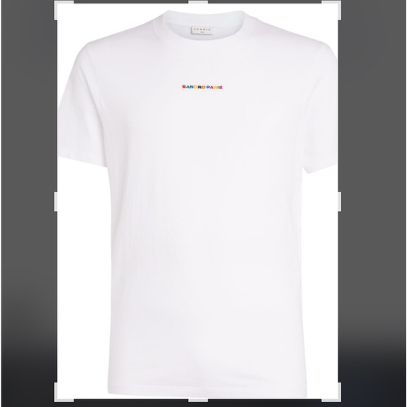 NWT Sandro Paris Rainbow Men’s T-Shirt White With Rainbow Colors Size Small - Picture 2 of 6
